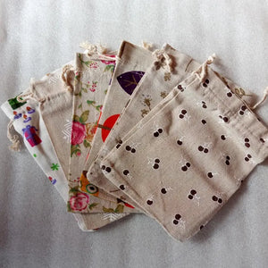 10pcs Pattern Gift Jute Bag Drawstring Bags Jewelry Packaging