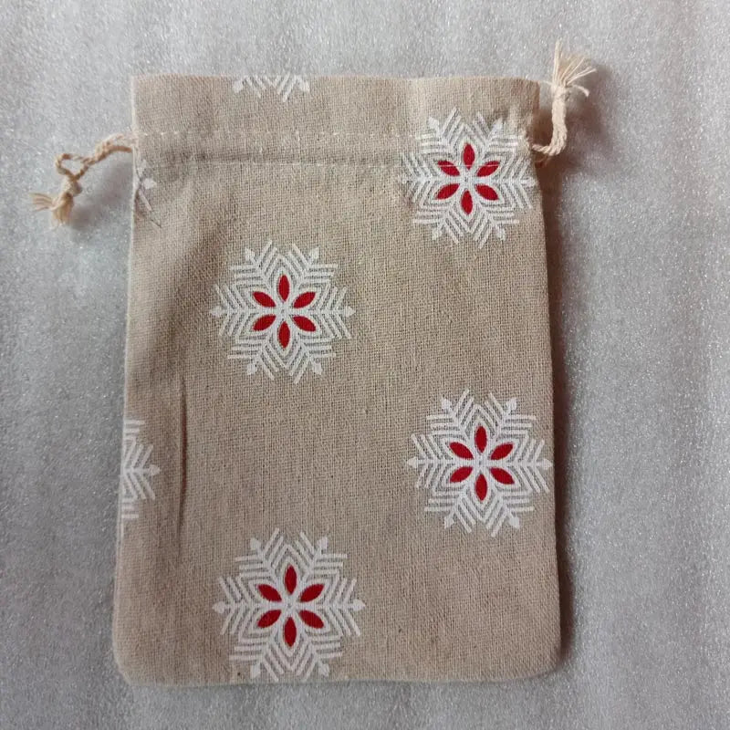 10pcs Pattern Gift Jute Bag Drawstring Bags Jewelry Packaging