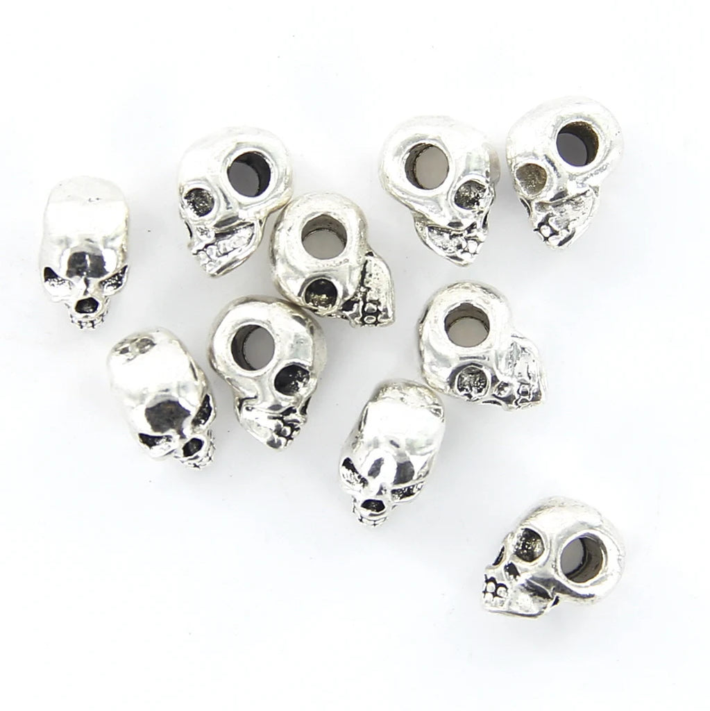 10pcs Retro Skull Spacer Beads DIY Accessories Antique Silver