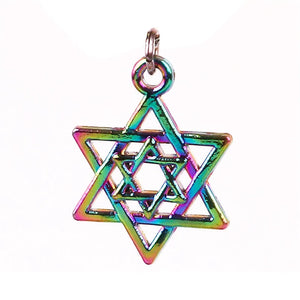 10pcs Rainbow Hexagon Star Pendant Charms for Necklace Women Birthday Jewelry