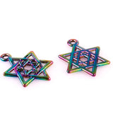 10pcs Rainbow Hexagon Star Pendant Charms for Necklace Women Birthday Jewelry