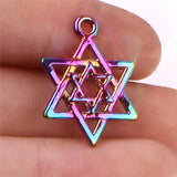 10pcs Rainbow Hexagon Star Pendant Charms for Necklace Women Birthday Jewelry