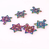 10pcs Rainbow Hexagon Star Pendant Charms for Necklace Women Birthday Jewelry