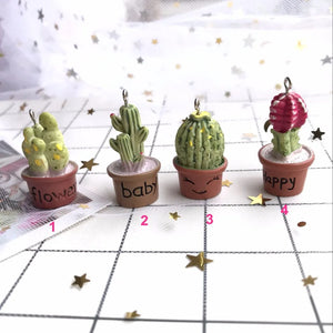 10pcs Resin Potted Cactus Charms for DIY Jewelry Making