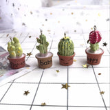 10pcs Resin Potted Cactus Charms for DIY Jewelry Making