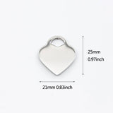 10pcs Double Sides Polished Heart Tag Necklace Pendant Stainless Steel