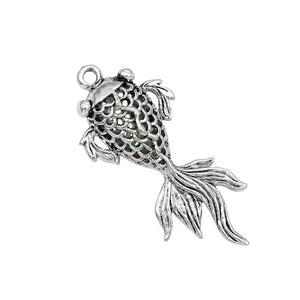10pcs Fish Charms Tibetan Silver 3D Goldfish Pendant