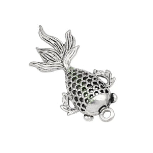 10pcs Fish Charms Tibetan Silver 3D Goldfish Pendant