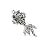 10pcs Fish Charms Tibetan Silver 3D Goldfish Pendant