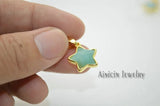 10pcs Green Amazonite Five Pointed Star Shell Pendants
