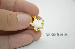 10pcs Green Amazonite Five Pointed Star Shell Pendants