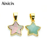 10pcs Green Amazonite Five Pointed Star Shell Pendants