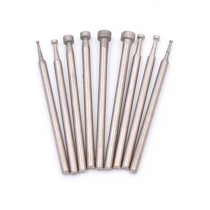 10pcs Flat Head Grinding Needles Diamond Abrasive Tools 2.35 Shank