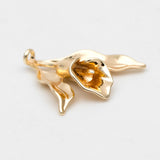 10pcs Flower Charms, Plated Brass Pearl Peg Mounts