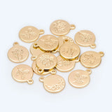 10pcs Flower Disc Charms 12x15mm 18K Plated Brass For Jewelry Making DIY