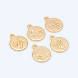 10pcs Flower Disc Charms 12x15mm 18K Plated Brass For Jewelry Making DIY