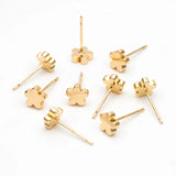 10pcs Flower Ear Posts 6mm, 18K Plated Brass, Floral Earring Studs
