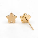 10pcs Flower Ear Posts 6mm, 18K Plated Brass, Floral Earring Studs