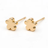10pcs Flower Ear Posts 6mm, 18K Plated Brass, Floral Earring Studs