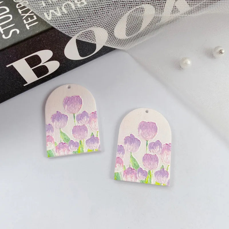 10pcs Flower Pendants Acrylic Leaves Pendant Charms DIY Jewelry Making