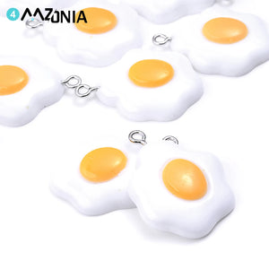 10pcs Fried Egg Resin Charms Pendant Earring DIY Findings Keychain