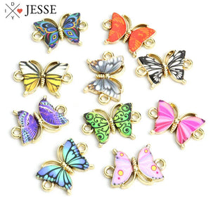 10pcs Colorful Butterfly Enamel Charms Connectors Multicolor Metal Pendant