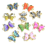 10pcs Colorful Butterfly Enamel Charms Connectors Multicolor Metal Pendant