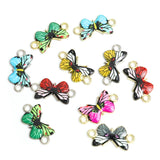 10pcs Colorful Butterfly Enamel Charms Connectors Multicolor Metal Pendant
