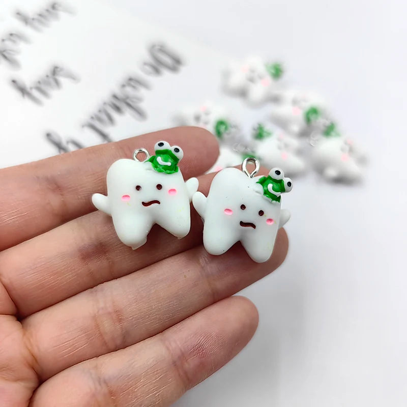 10pcs Tooth Decay Resin Charms Earring Keychain Pendant DIY Jewelry C1070