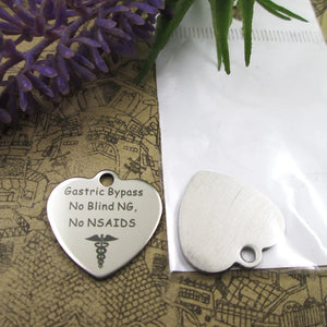 10pcs Gastric Bypass No Blind NG Stainless Steel Charms Pendant