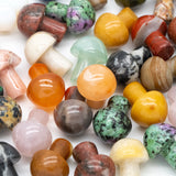 10pcs Gemstone Mushroom Carving Figurines 20mm Mix Material