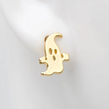 10pcs Ghost Ear Posts 10x8mm, Plated Brass Stud Earrings