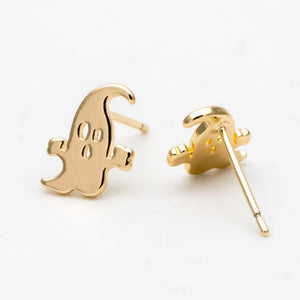 10pcs Ghost Ear Posts 10x8mm, Plated Brass Stud Earrings
