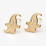 10pcs Ghost Ear Posts 10x8mm, Plated Brass Stud Earrings