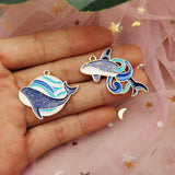 10pcs Glitter Whale Dolphin Charms for Jewelry Making