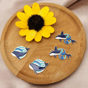 10pcs Glitter Whale Dolphin Charms for Jewelry Making