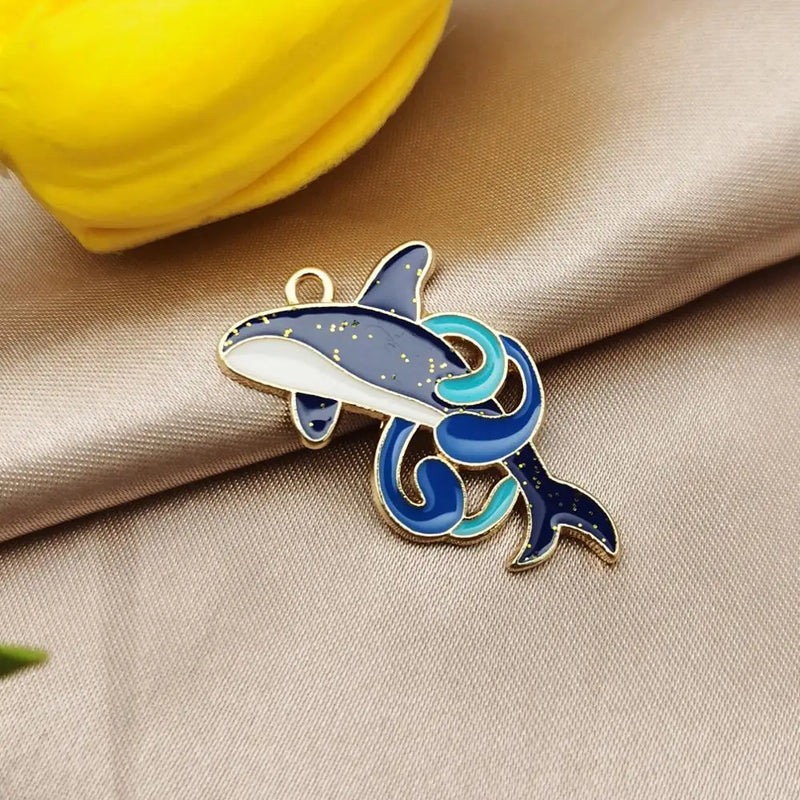 10pcs Glitter Whale Dolphin Charms for Jewelry Making