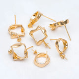 10pcs Asymmetry Circle Square Earring Posts, Geometric Shape Earring (#GB-2941)