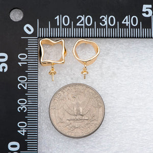 10pcs Asymmetry Circle Square Earring Posts, Geometric Shape Earring (#GB-2941)