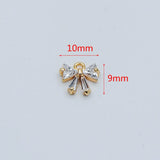 10pcs CZ Paved Plated Brass Bow Knot Charms for Jewelry Making
