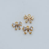 10pcs CZ Paved Plated Brass Bow Knot Charms for Jewelry Making
