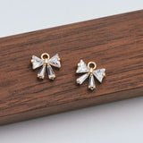 10pcs CZ Paved Plated Brass Bow Knot Charms for Jewelry Making