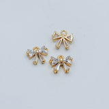 10pcs CZ Paved Plated Brass Bow Knot Charms for Jewelry Making