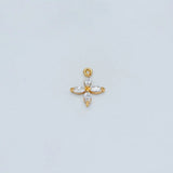 10pcs CZ Flower Charm Pendants 10/14mm, Real Plated Brass