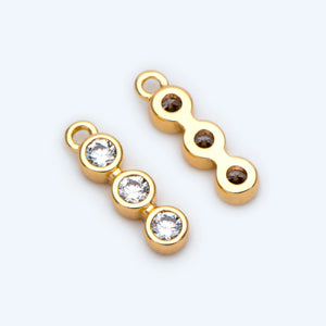 10pcs CZ Paved Bar Charm For DIY Jewelry Making, 11x3mm
