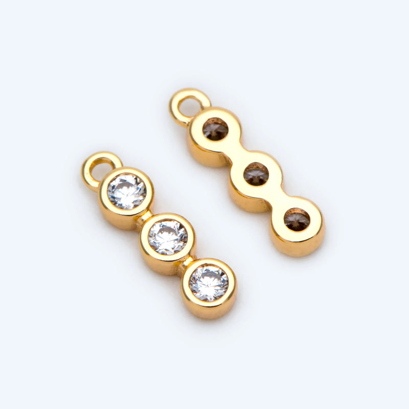 10pcs CZ Paved Bar Charm For DIY Jewelry Making, 11x3mm