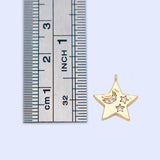 10pcs CZ Paved Moon Star Charms 13x12mm, Real plated Brass