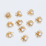 10pcs CZ Spider Charms Brass Zirconia Araneid Pendants