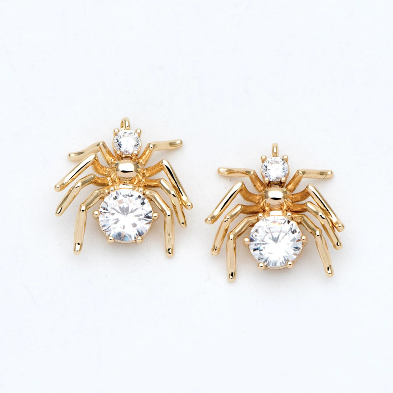 10pcs CZ Spider Charms Brass Zirconia Araneid Pendants
