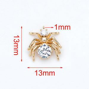 10pcs CZ Spider Charms Brass Zirconia Araneid Pendants